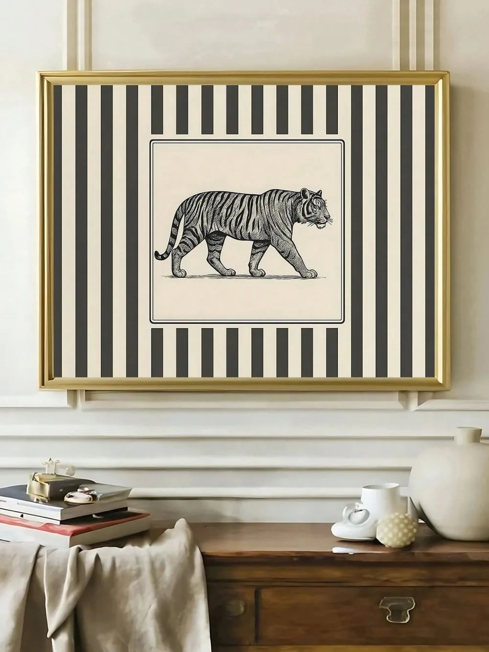 Retro Tiger & Leopard Canvas Wall Art | Unframed Exotic Print