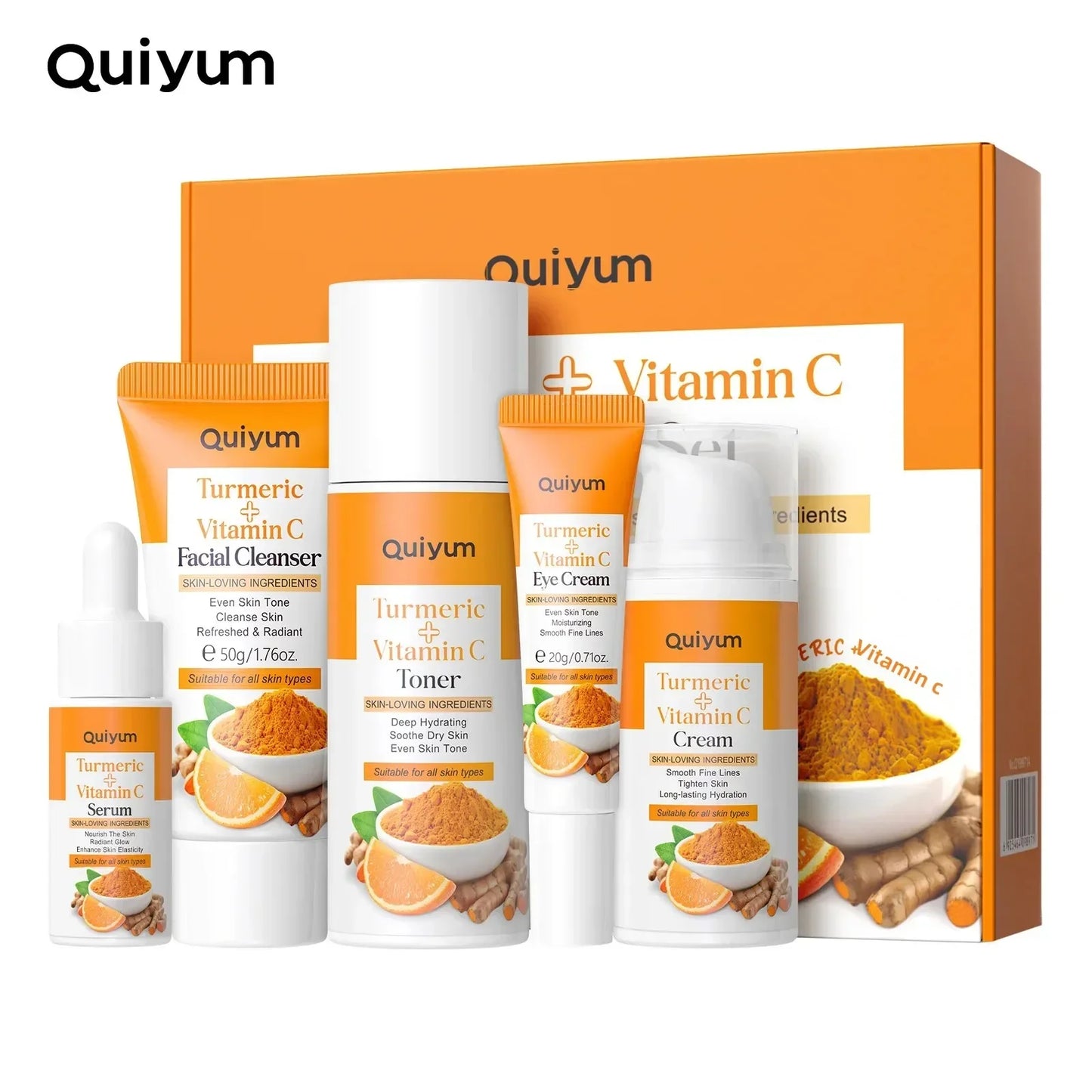 Vitamin C Turmeric 5-Piece Facial Skincare Set | Hydrate & Firm