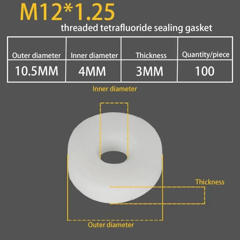 PTFE Air Seal Washers M8 M10 M12 – 10/100 Pack O-Ring Gaskets
