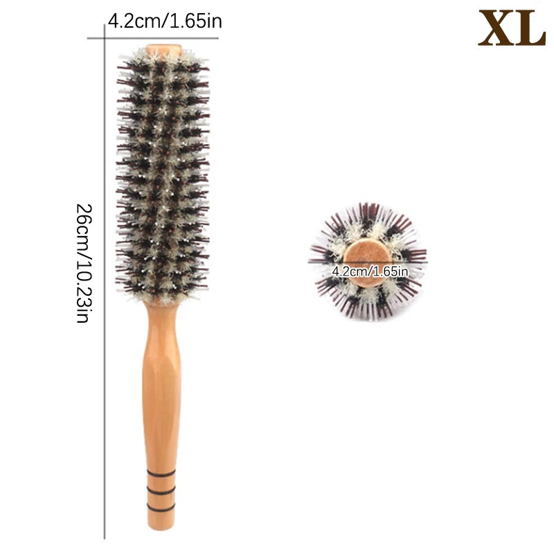 Natural Boar Bristle Roller Hair Brush for Women Hair Brushes Peaceful Pleasures Health and Wellness XL