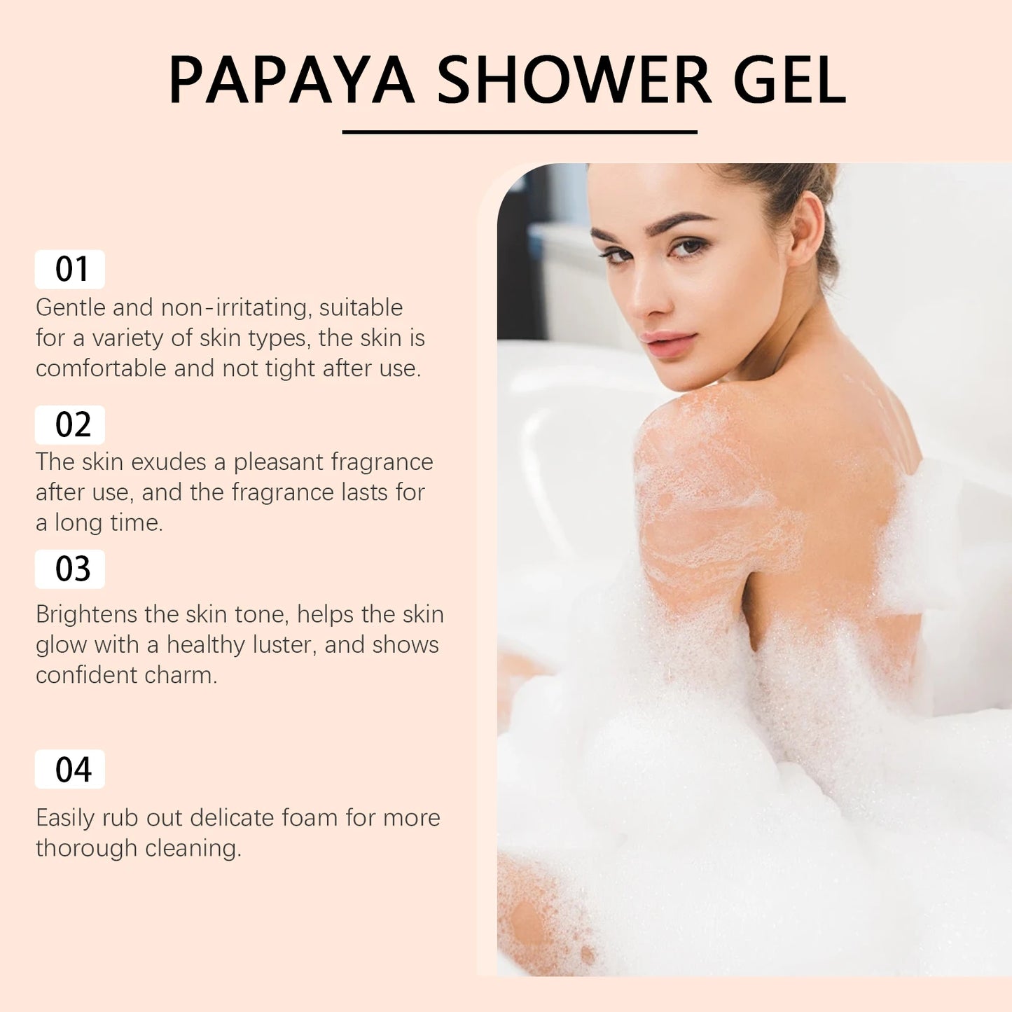 OceAura Papaya Shower Gel – Hydrating Fragrant Body Wash 237ml