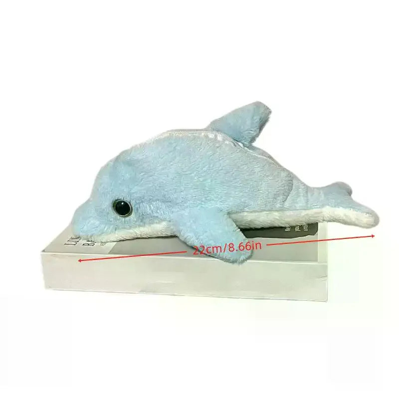 Kawaii Plush Shark Dolphin Pencil Case – Cute Pen Bag