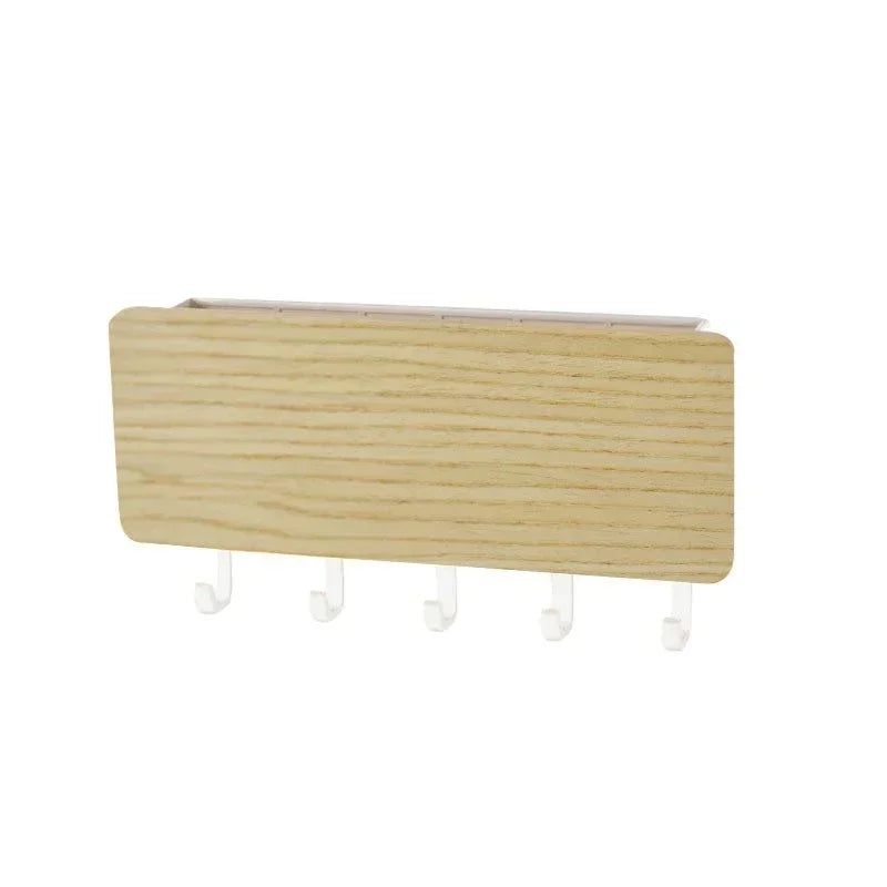 Wall Hanging Bamboo Key Hanger Holder Wall Organizer Rectangle Key Rack Hooks Coat Hooks Home Decoration Coat Hanger 2030 Peaceful Pleasures Health and Wellness WHITE United States