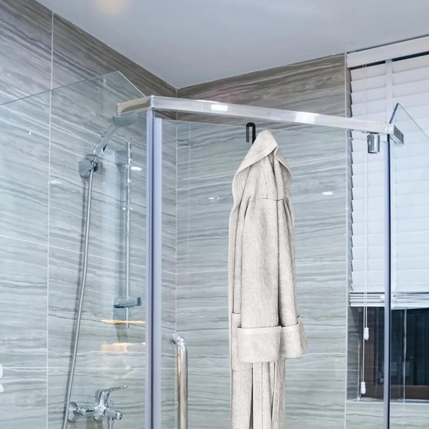 Clamp-On Shower Door Hook | No-Drill Towel & Robe Hanger