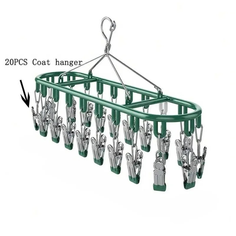 Stainless Steel Clothes Drying Rack with Windproof Hooks
