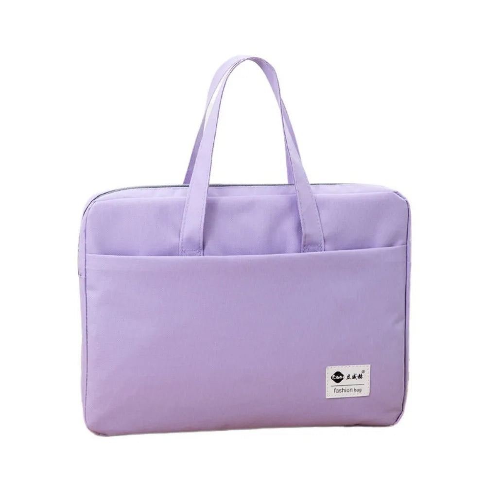 Large Capacity Document Storage Bag Double Layer Waterproof Book Storage Bag Oxford Cloth with Handle A4 File Organizer Peaceful Pleasures Health and Wellness Purple