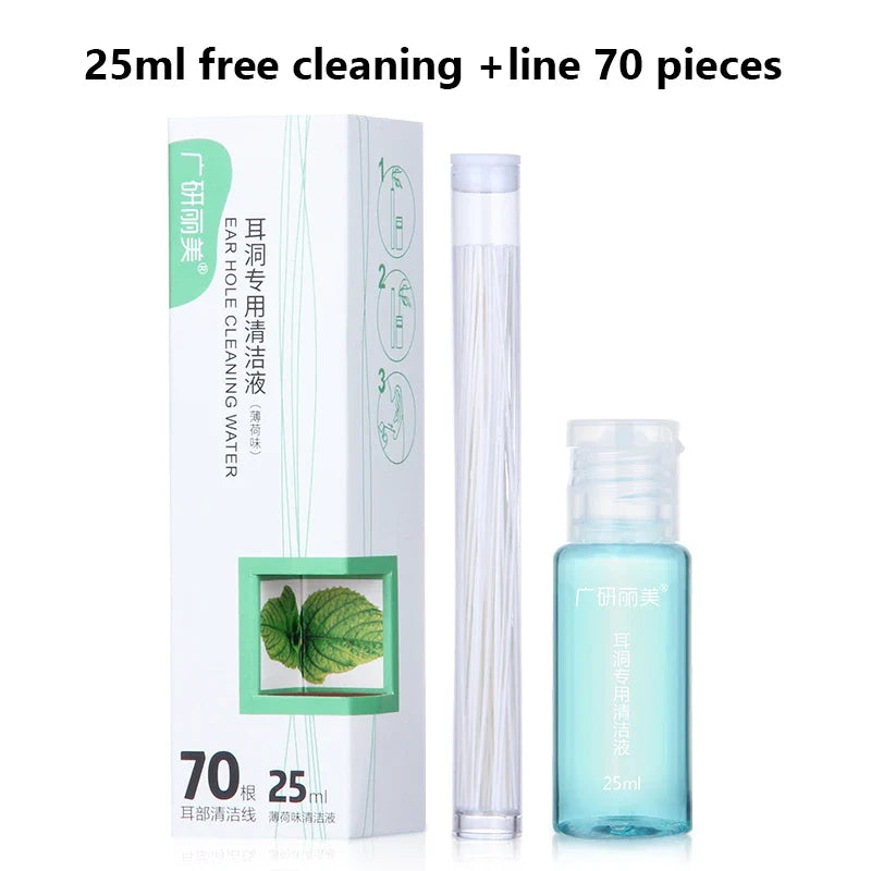 Ear Piercing Cleaning Kit – 70-Piece Ear Hole Floss & Solution
