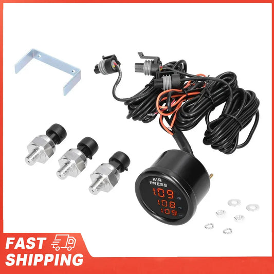 LED Digital Air Suspension Gauge 0-220PSI Triple Display Pressure Peaceful Pleasures Health and Wellness