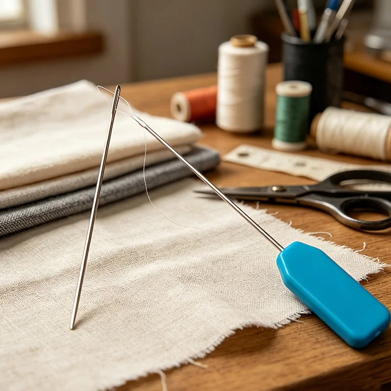 2/4/6Pcs Needle Threader Blue Plastic Handle Sewing Machine Needle Threader Household Industrial Sewing Tool Quick Threading Aid Peaceful Pleasures Health and Wellness