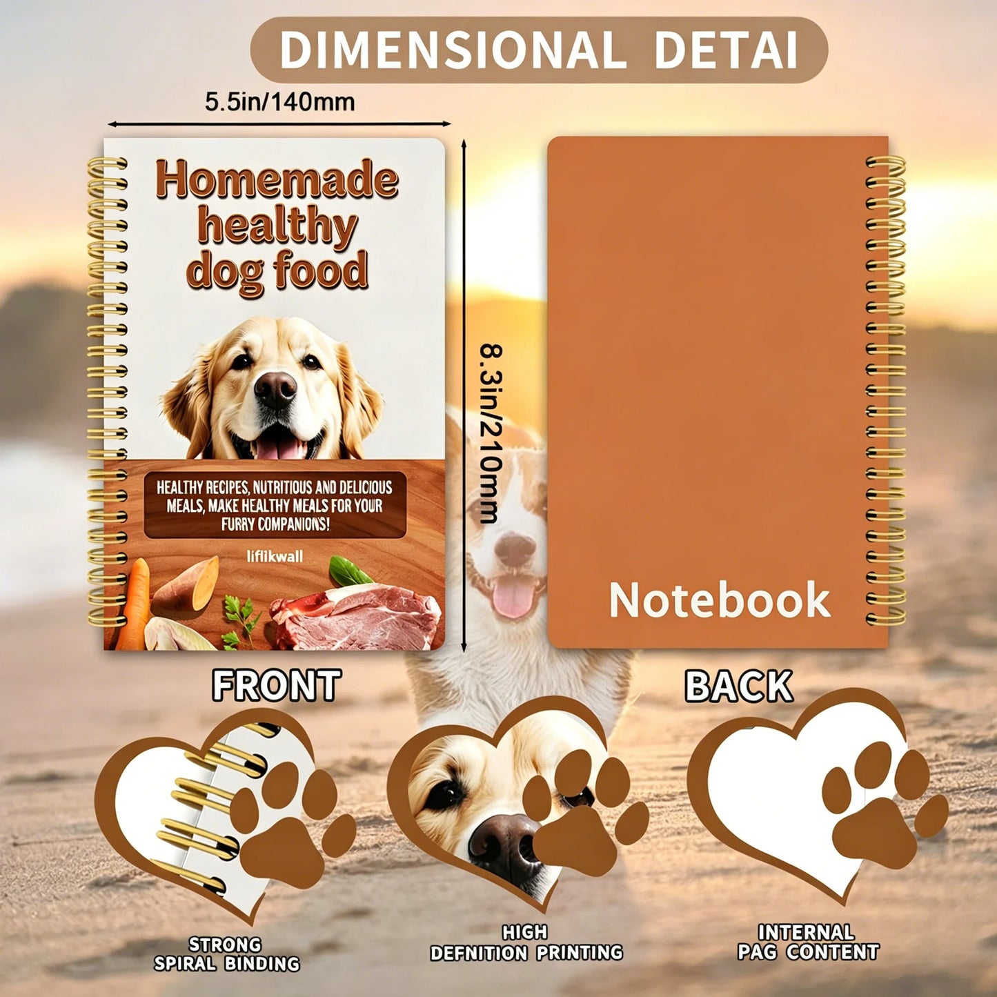 Homemade Healthy Dog Food Recipe Notebook Spiral Bound Pet Meal