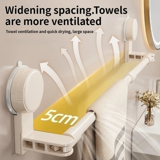 No-Drill Suction Cup Extendable Towel Rack | Adjustable Bath Bar Bathroom Towel Rack Peaceful Pleasures Health and Wellness