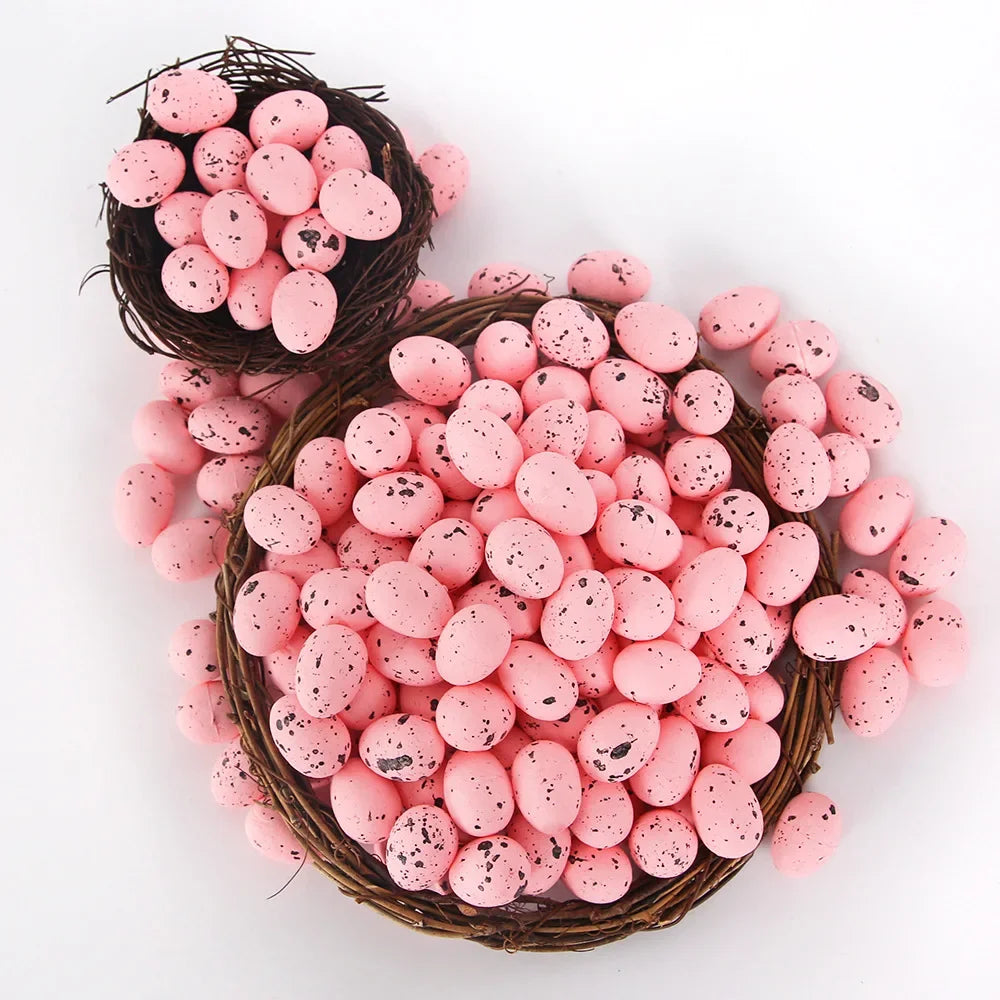 100Pcs Easter Eggs, You Can Make Your Own Mottled Foam Eggs and Egg Wreaths To Decorate The Easter Party 2025 Home Accessories Peaceful Pleasures Health and Wellness 1.8cm pink
