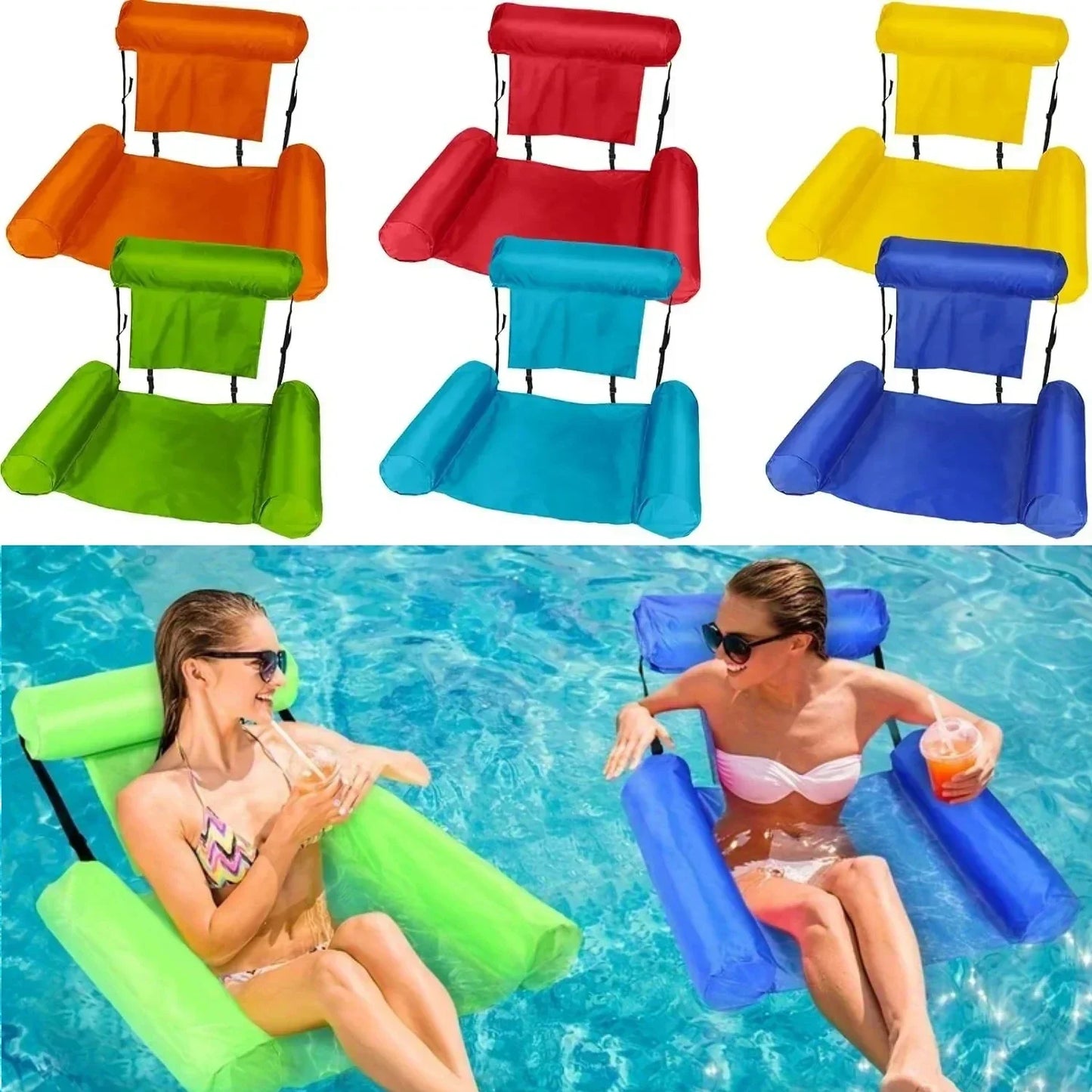 Adult Inflatable Pool Lounge Chair – Armrests & Headrest