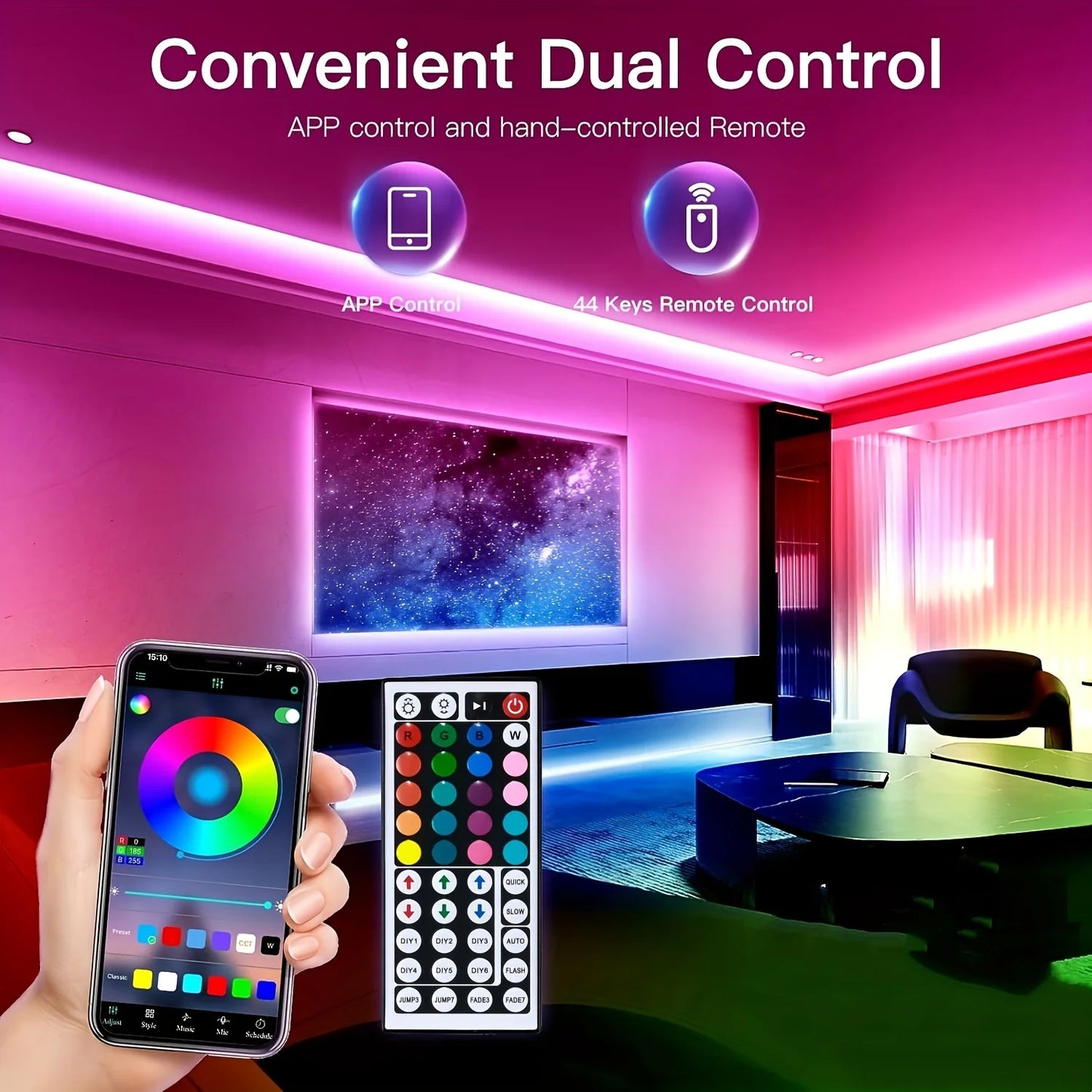 RGB 5050 USB LED Strip Lights | App & Remote Control