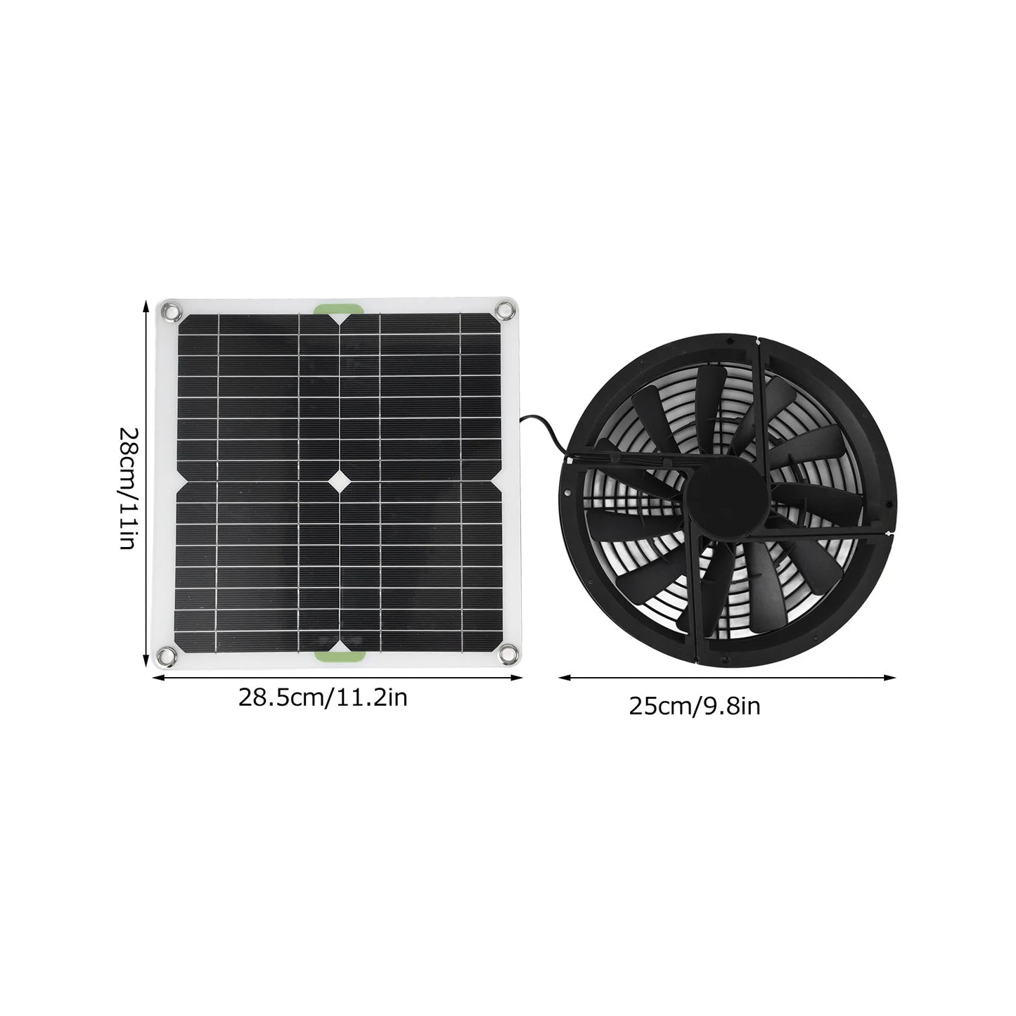 Solar Panel Fan 100W Waterproof Round Ventilation Case Exhaust