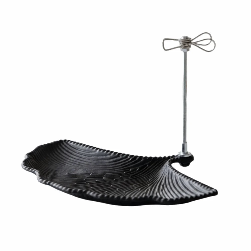 Leaf-Shaped Mosquito Coil Holder with Tray | Nordic Metal Stand