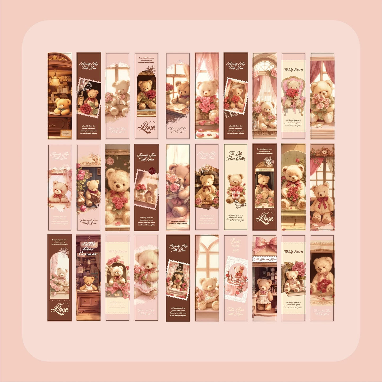 30 Box Bookmarks Teddy Bear Romantic House Dreamy Theme Warm Healing