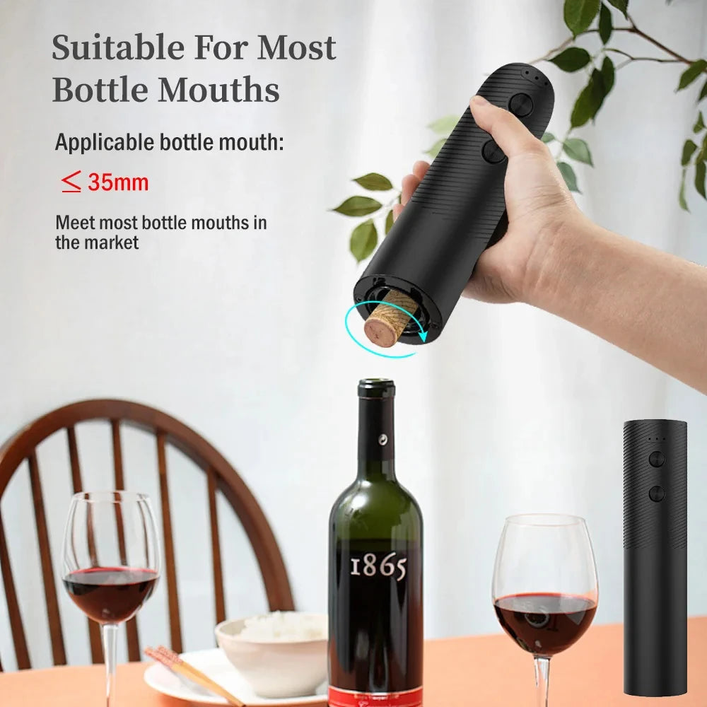 HOMEFISH Electric Wine Bottle Opener Automatic Red Wine Corkscrew Rechargeable Wine Opener One-click Button Wine Tools Peaceful Pleasures Health and Wellness