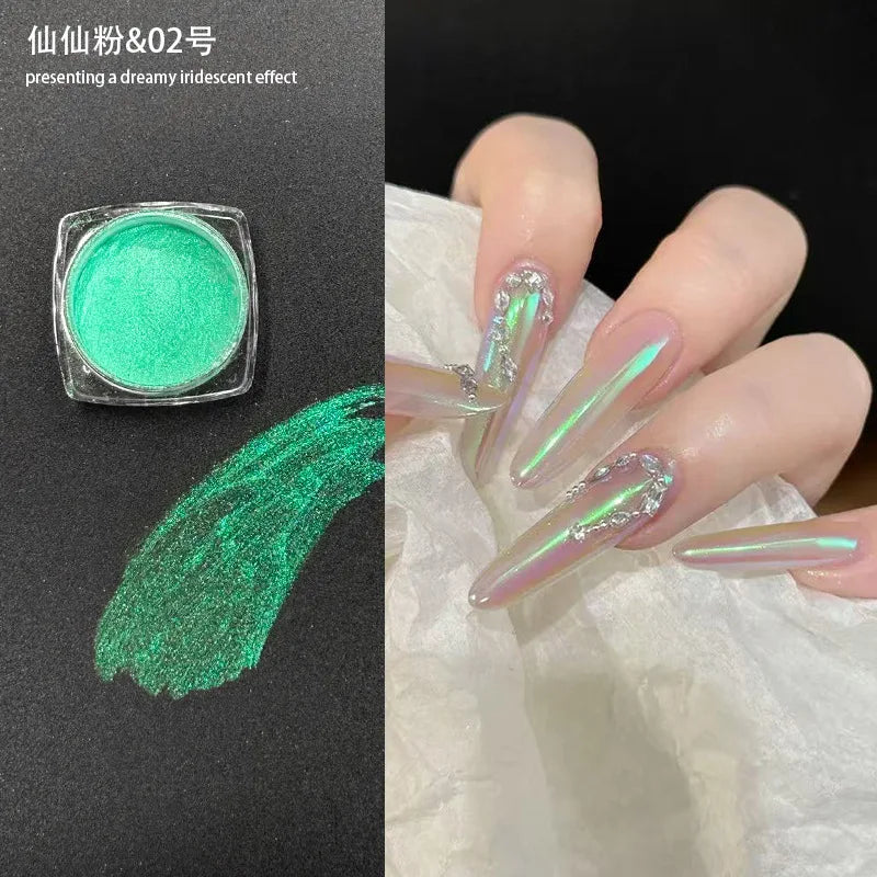 Icy Aurora Holographic Nail Glitter Powder | Polarizing Shine 1g