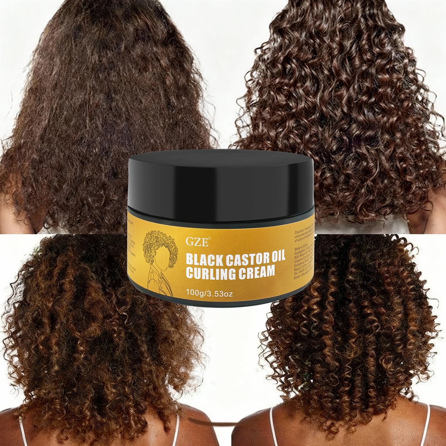 GZE Black Castor Oil Curl Defining Cream – Anti-Frizz 100g Curl Defining Cream Peaceful Pleasures Health and Wellness