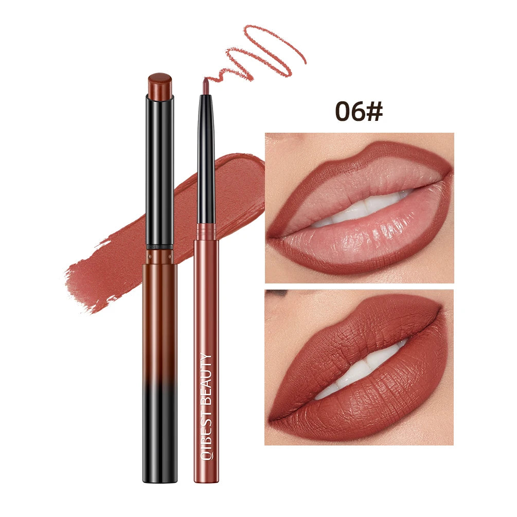 QIBEST Matte Lipliner Pencil Lipstick Sets Nude Pink Red Contour Tint Lipstick Waterproof Lasting Lip Liner Pen Lips Makeup Kits Peaceful Pleasures Health and Wellness 06