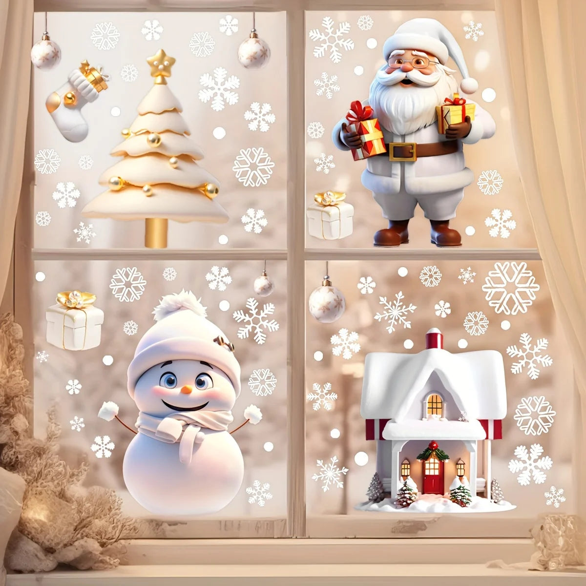 4-Piece Christmas Door & Window Stickers | Holiday Decor Set