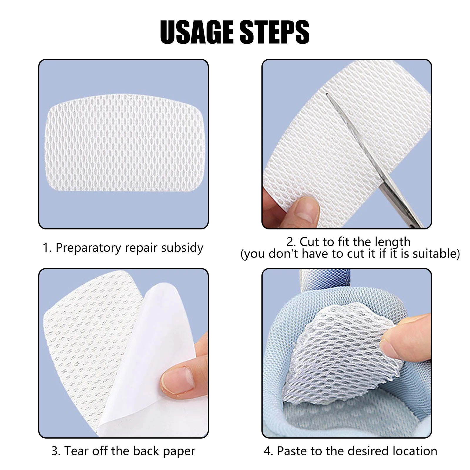 Self Adhesive Shoe Repair Patches 2PCS Invisible Sneaker Mesh Liner Reinforcement Anti Slip Heel Protector For Shoes Peaceful Pleasures Health and Wellness