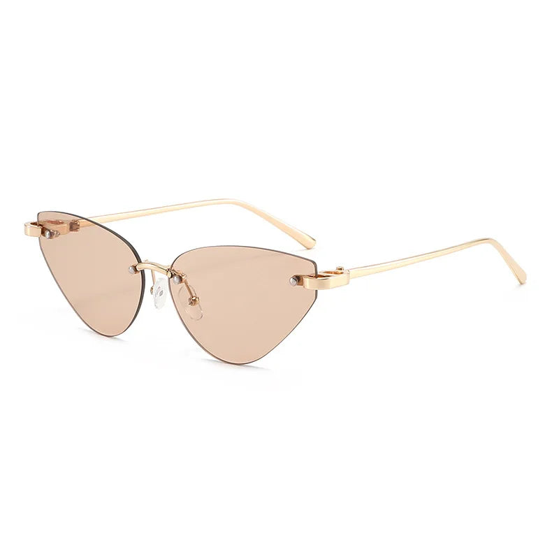 Retro Rimless Oval Cat Eye Sunglasses UV400 | Unisex Punk Shades