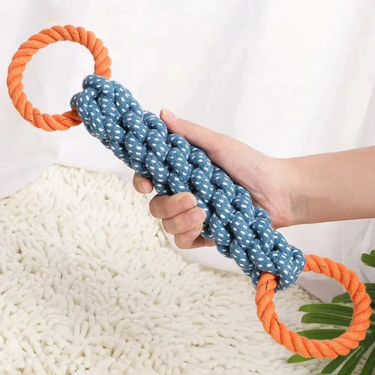 Double-Ring Cotton Rope Dog Toy – Durable Tug for Large Dogs Dog Rope Toy Peaceful Pleasures Health and Wellness