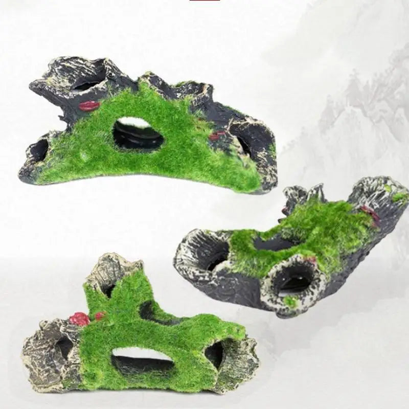 Resin Aquarium Hiding Cave | Moss Tree Root Fish Tank Decor Aquarium Decoration Peaceful Pleasures Health and Wellness