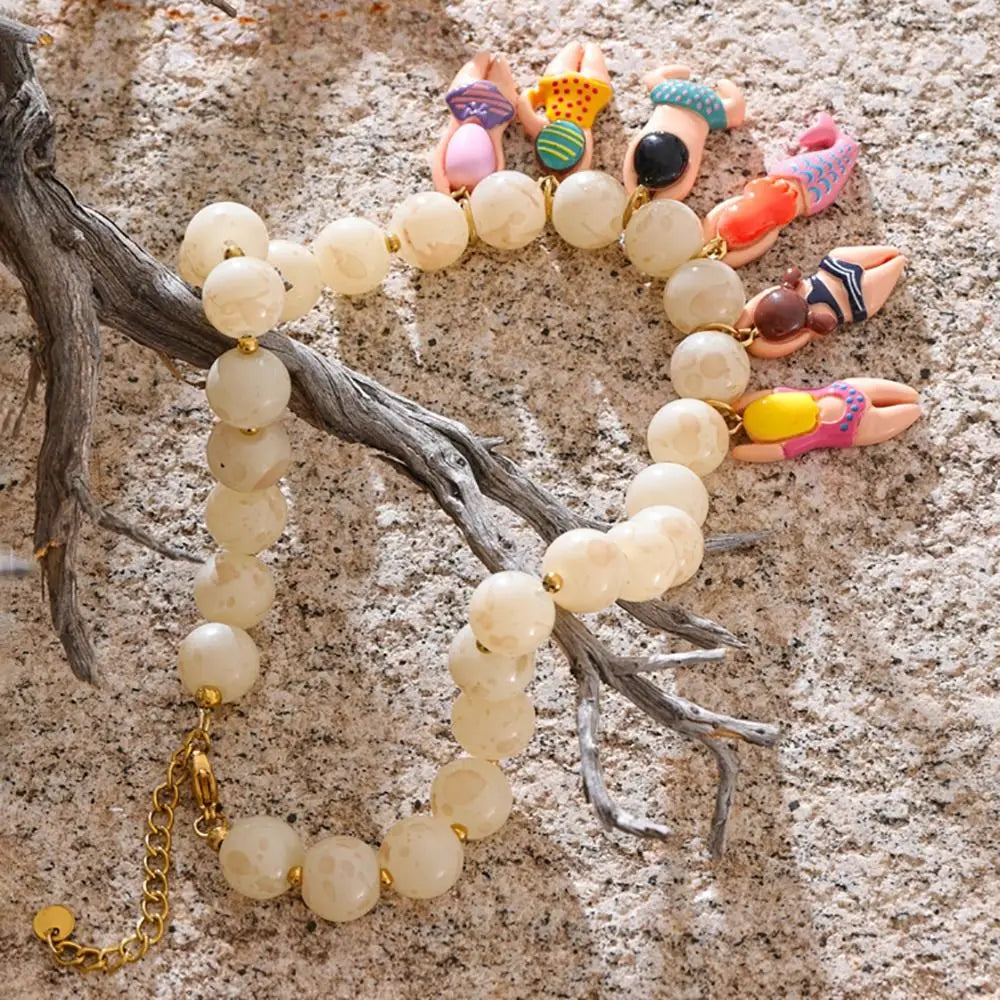 Bikini Doll Pendant Necklace – Handmade Beaded Chain Gift