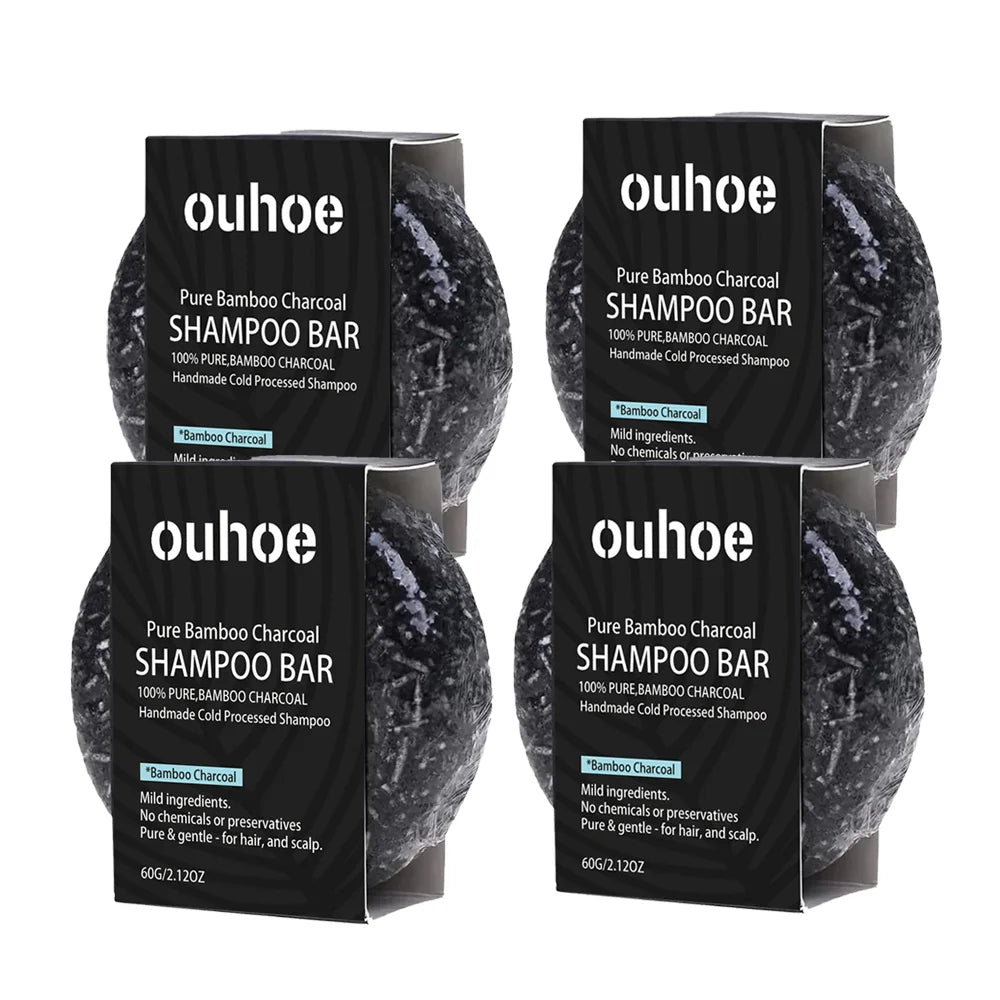 1/2/4pcs Charcoal Shampoo Soap for Oily Hair Dandruff Treatment Scalp Care Volumizing Fine Hair Solid Shampoo Bar for Men Women Peaceful Pleasures Health and Wellness 4pcs