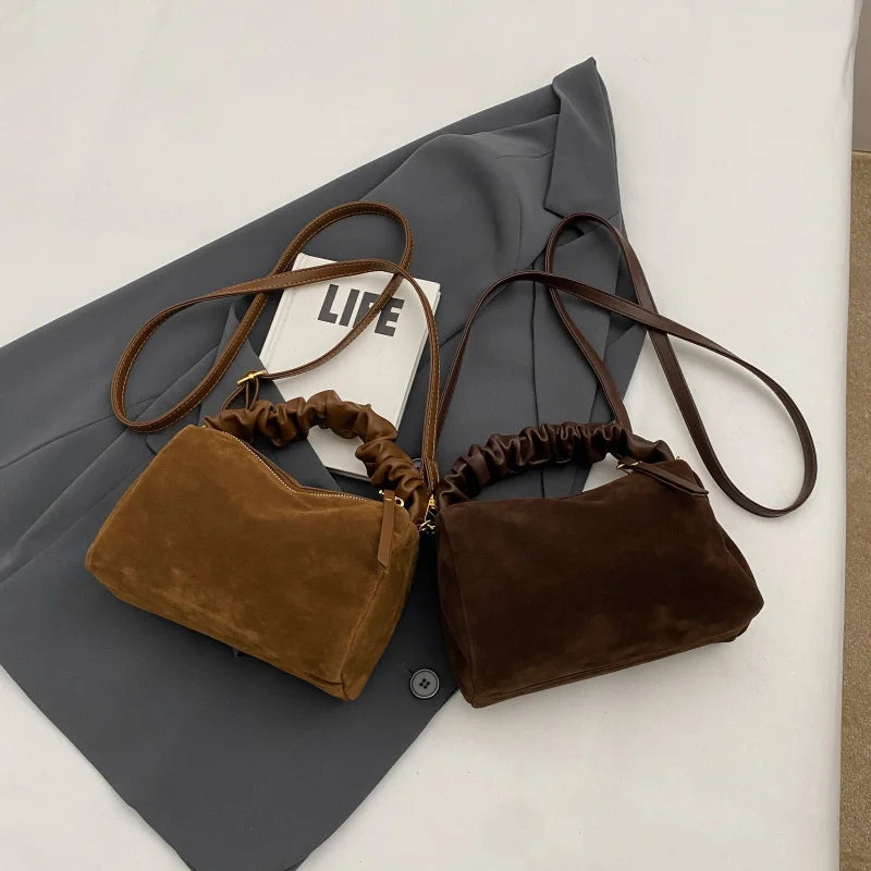 New Maillard Style Suede Small Square Bag Autumn Winter Fashion Versatile Large Capacity Commuter Shoulder Crossbody Pillow Bag Peaceful Pleasures Health and Wellness
