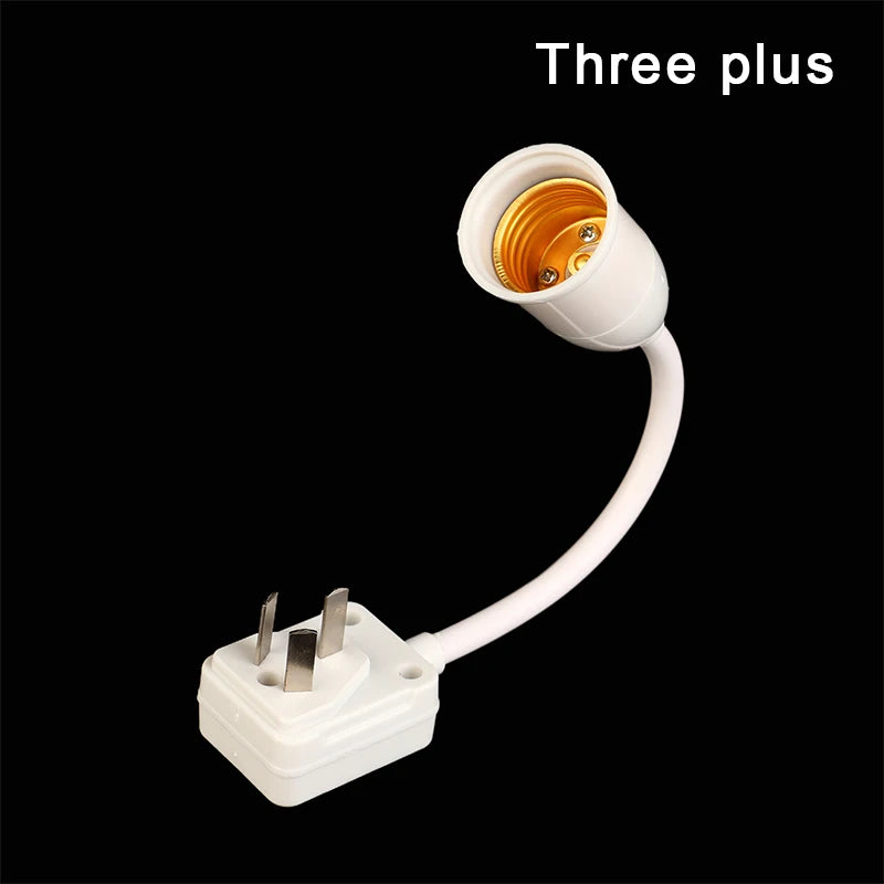 High Quality Household E27 Lamp Base Flexible Bend Wall Light Socket Adapter Plug Switch Lamp Bulb Extension Holder Peaceful Pleasures Health and Wellness Three plus