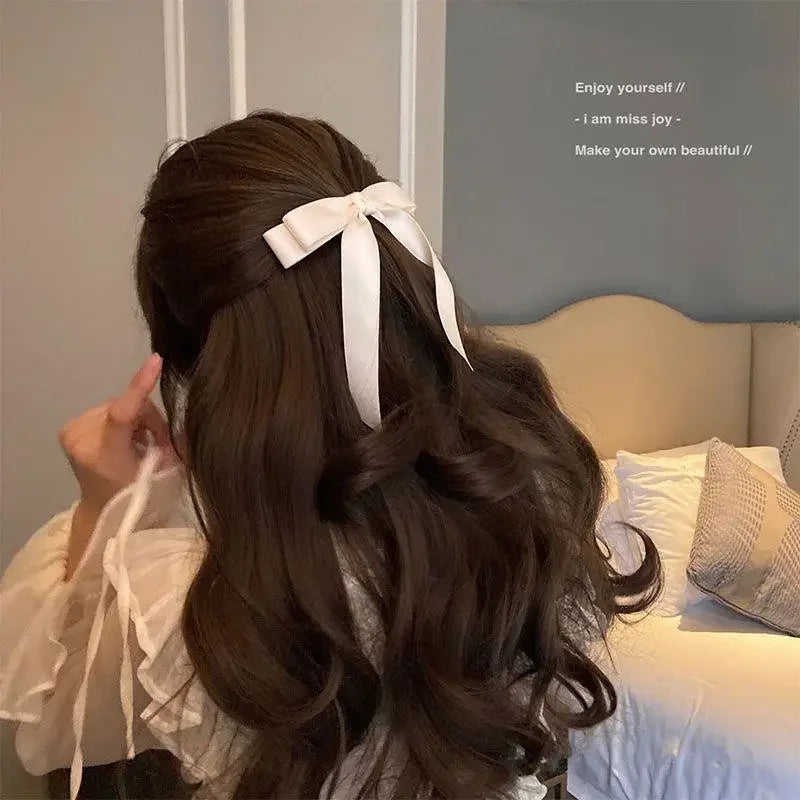 Fashion Cute Fabric Hair Bow Hairpin Women Ribbon Clips Headwear