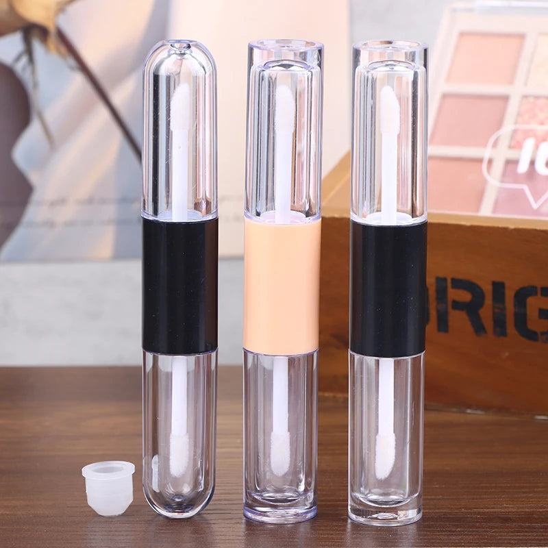 1pcs Double-Ended 2-in-1 Oval Flat Empty Lip Gloss Tubes With Wand Leak Proof Refillable Packaging Plastic Bottle Travel Kit Peaceful Pleasures Health and Wellness