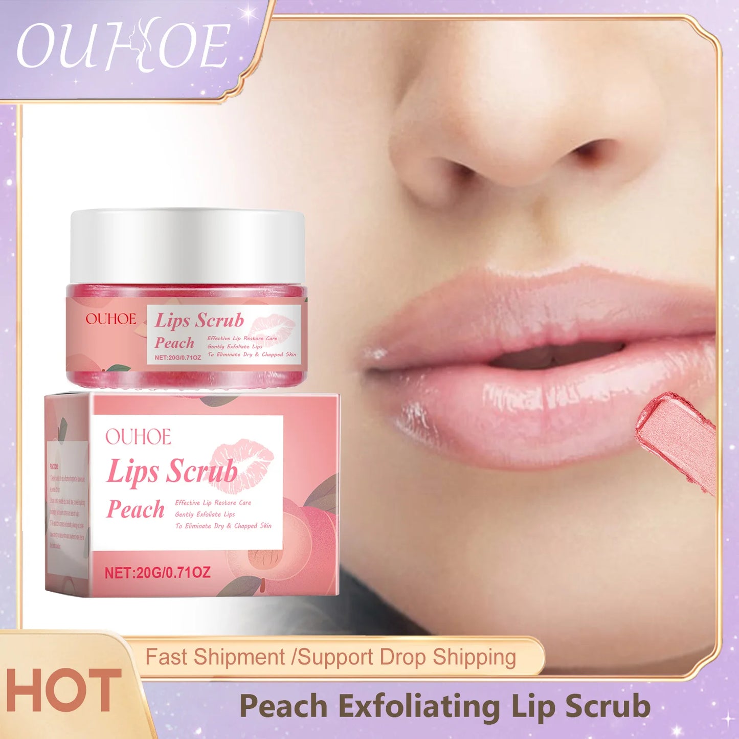 Peach Brightening Lip Scrub – Exfoliating & Moisturizing 20g