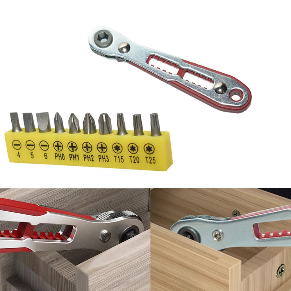 Mini Magnetic Ratchet Wrench 1 4 Hex Shank Screwdriver Bits Square