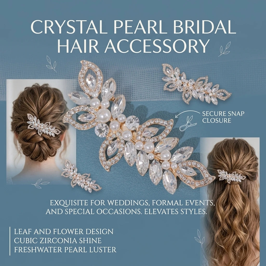Bridal Rhinestone Pearl Hair Clip Alloy Comb Shaped Accessory With Crystal And Pearl Decoration For Wedding Dress Peaceful Pleasures Health and Wellness