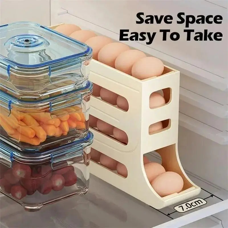 Refrigerator Eggs Storage Box Rolling Kitchen Container Rack Home