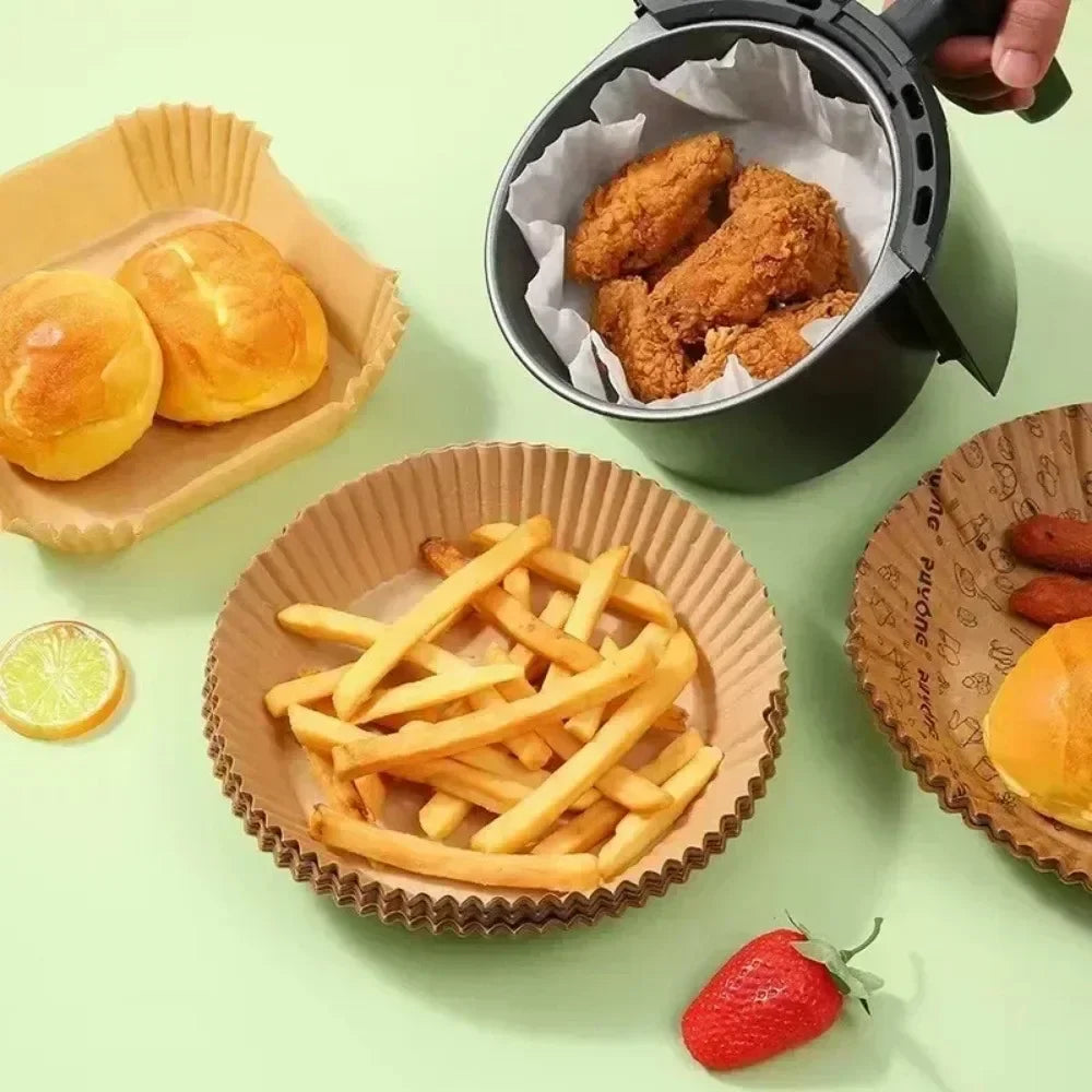 50/30 Pieces Kitchens Accessories Air Fryer Paper Kitchen Utensils Disposable Square Round Pastry Molds BBQ Plate Non-stick Pad Peaceful Pleasures Health and Wellness