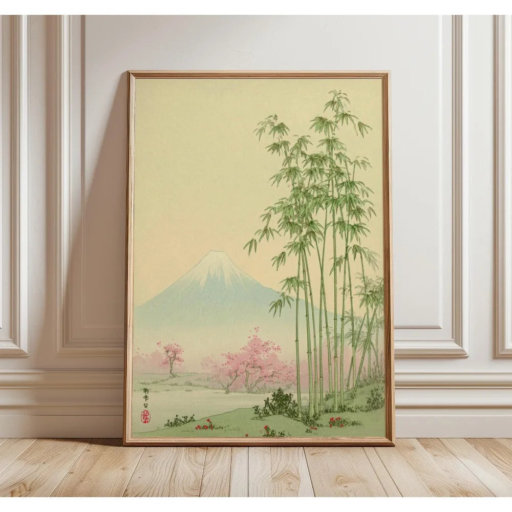 1 Frameless Japanese Tree Poster,Retro Landscape Painting,Natural Wall Art Print,Peaceful Landscape Art,Spring Flower Decoration Peaceful Pleasures Health and Wellness TL3122 50x70cm
