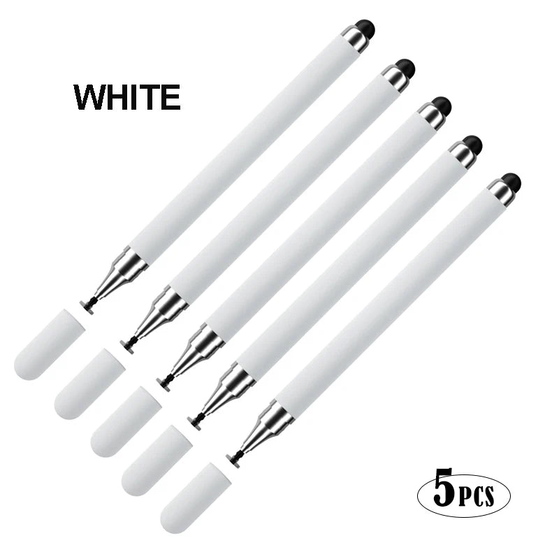 2-in-1 Capacitive Stylus For Touch Screen Stylus Pen For ipad Touch Pencil For Cell Phone Universal stylus pen For Phone Peaceful Pleasures Health and Wellness White(5pcs)