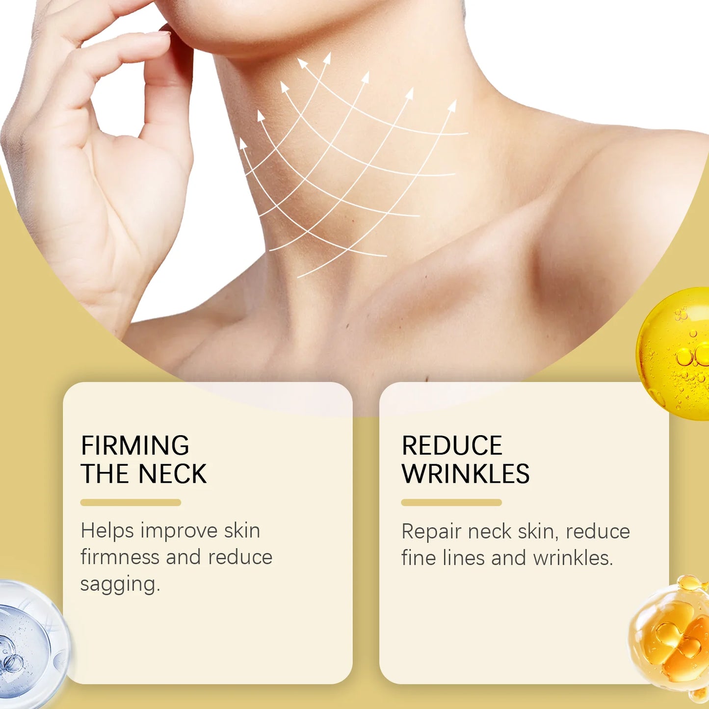 Neck Roller Cream Massage Firm Nourish Soothe Skin Improve Dryness Reduce Wrinkles Fine Lines Sagging Remove Double Chin Cream Peaceful Pleasures Health and Wellness