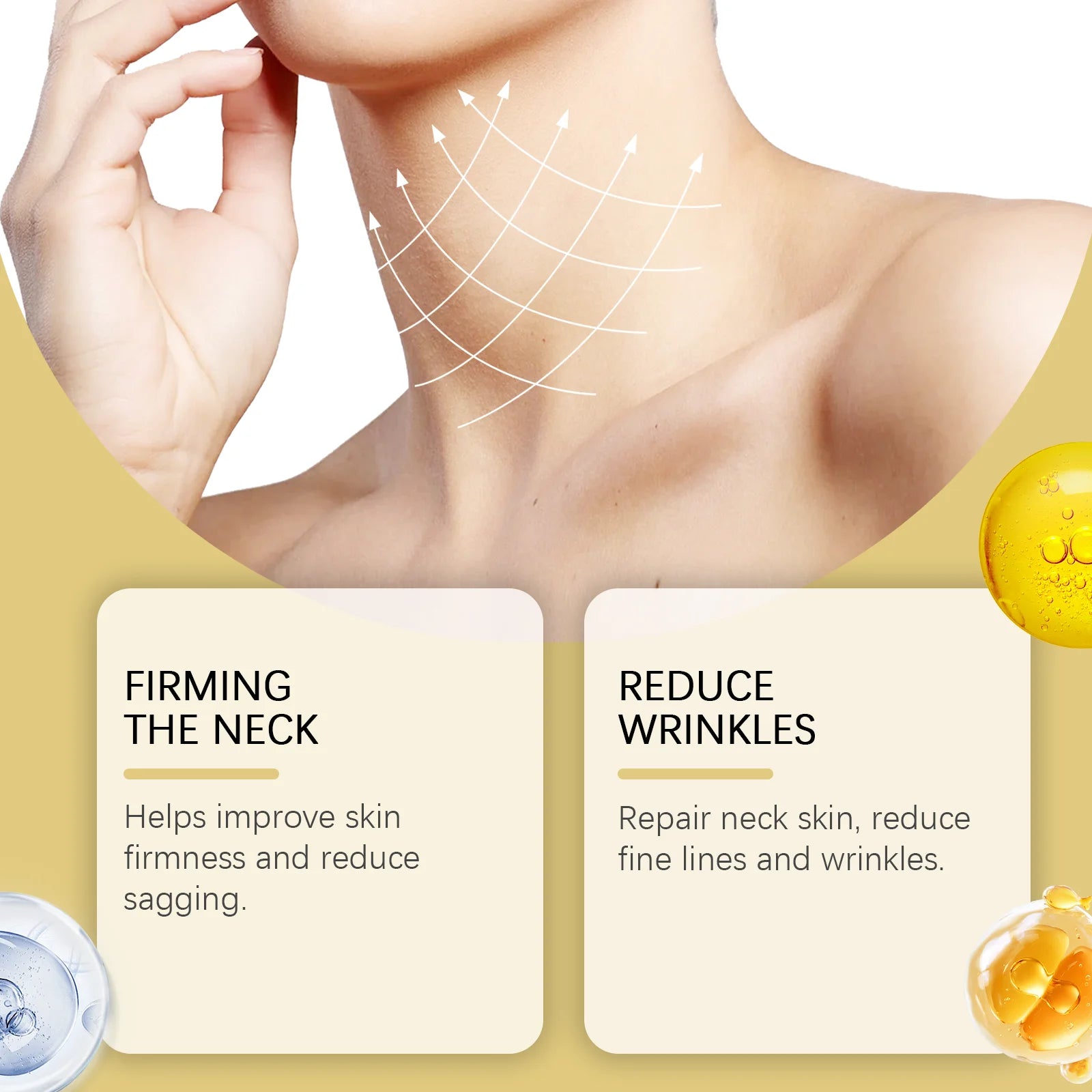 Neck Roller Cream Massage Firm Nourish Soothe Skin Improve Dryness Reduce Wrinkles Fine Lines Sagging Remove Double Chin Cream Peaceful Pleasures Health and Wellness