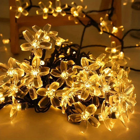 Solar Sakura String Lights 6.5M 30 LED Outdoor Waterproof Solar String Lights Peaceful Pleasures Health and Wellness
