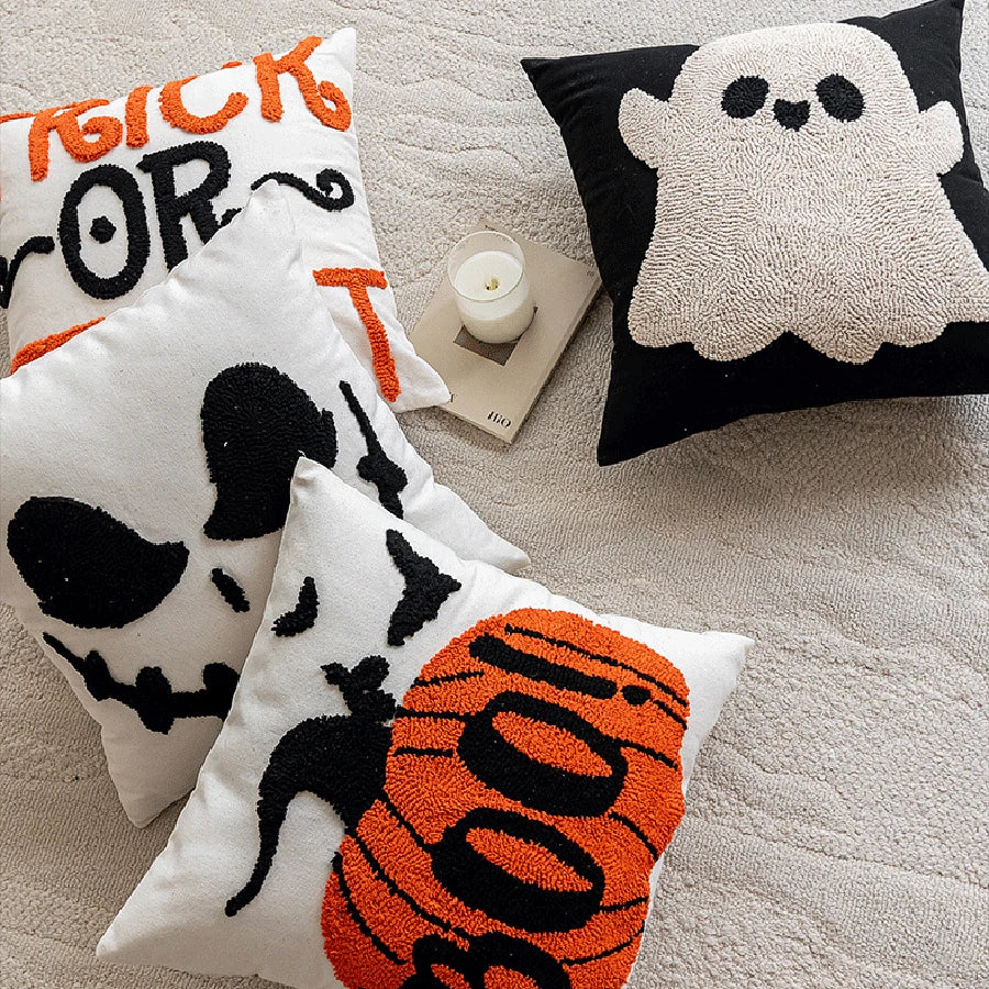 Battilo Halloween Decorative Pillow Cover Orange Pumpkin Cushion Case for Sofa Couch Linen Cotton Pillowcase for Home Fall Decor Peaceful Pleasures Health and Wellness