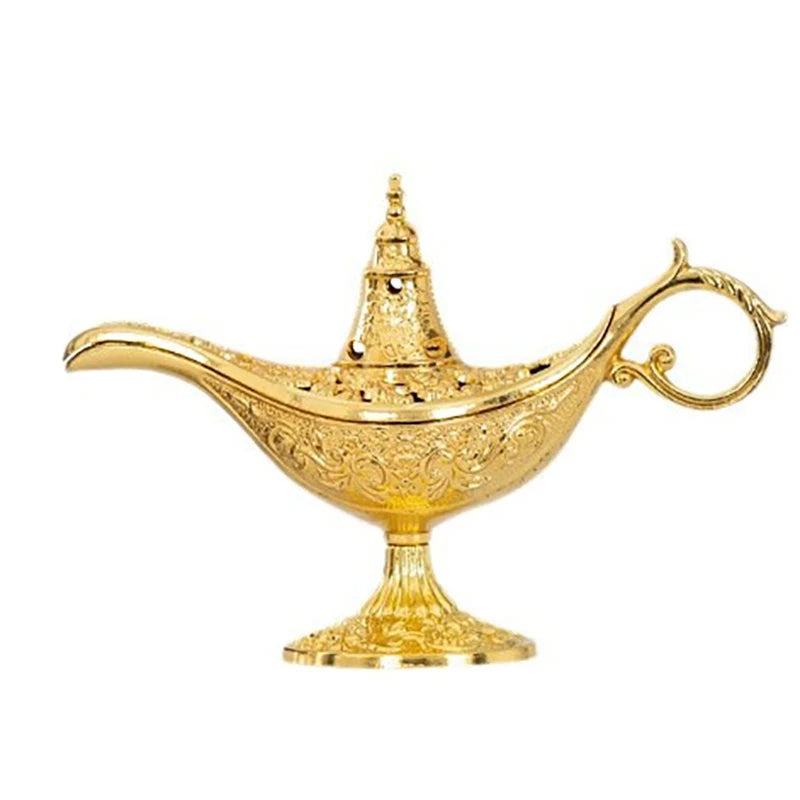 Hollow Legend Aladdin Magic Genie Lamps Incense Burners Retro Wishing Oil Lamp Home Decor Gift Peaceful Pleasures Health and Wellness