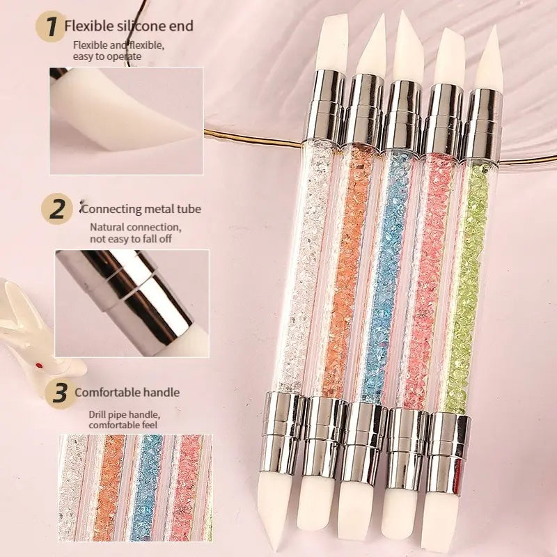 5pc Silicone Nail Art Sculpting & Embossing Pen Set