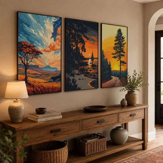 Western Sunset Canvas Wall Art – Vintage Landscape Nature Print Canvas Wall Art Peaceful Pleasures Health and Wellness